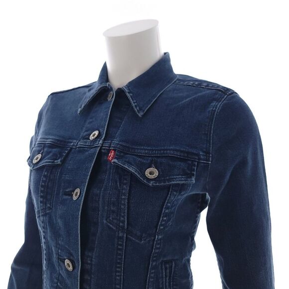 Levi's Solid Blue Denim Jacket Long Sleeve Womens Size Small - Picture 3 of 11